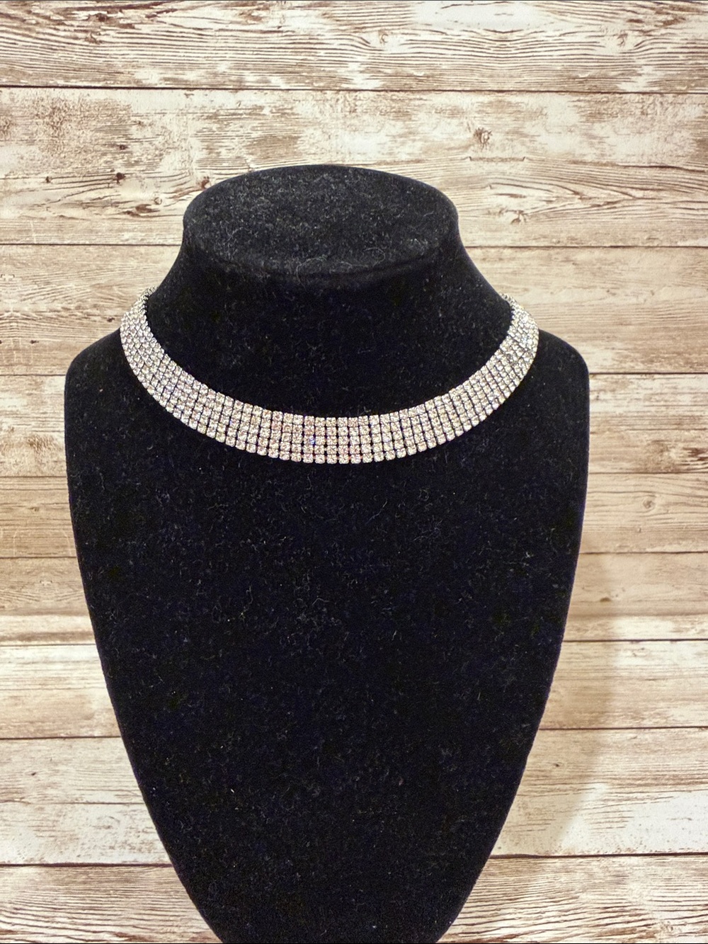 INC International Concepts Crystal Pave Choker Necklace - Silver Tone NEW